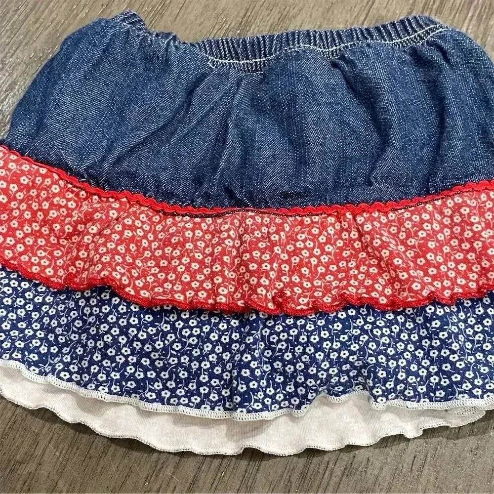 Disney Baby Girls Denim Ruffle Skirt Multicolor 6-9m baby - Picture 1 of 3